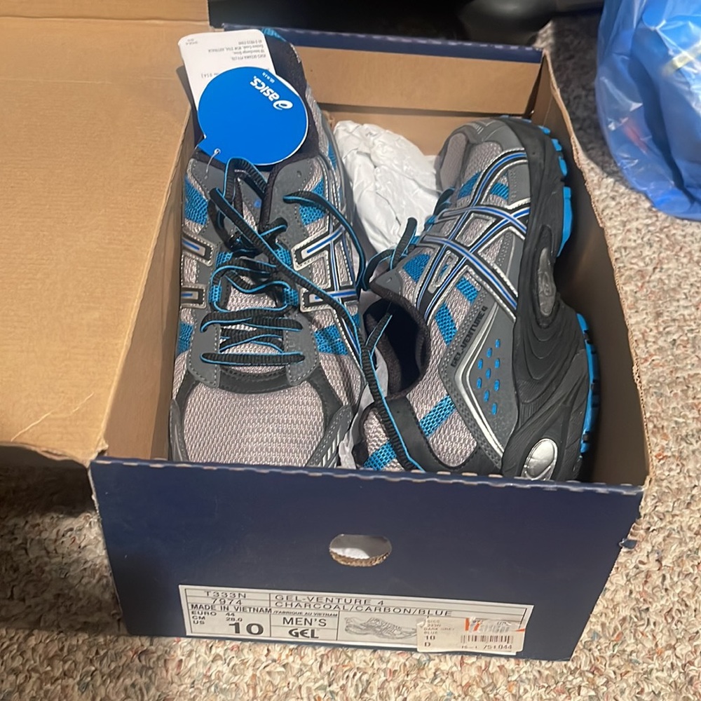 ASICS Men’s GEL-Venture 4 Charcoal/Carbon/Blue size 10